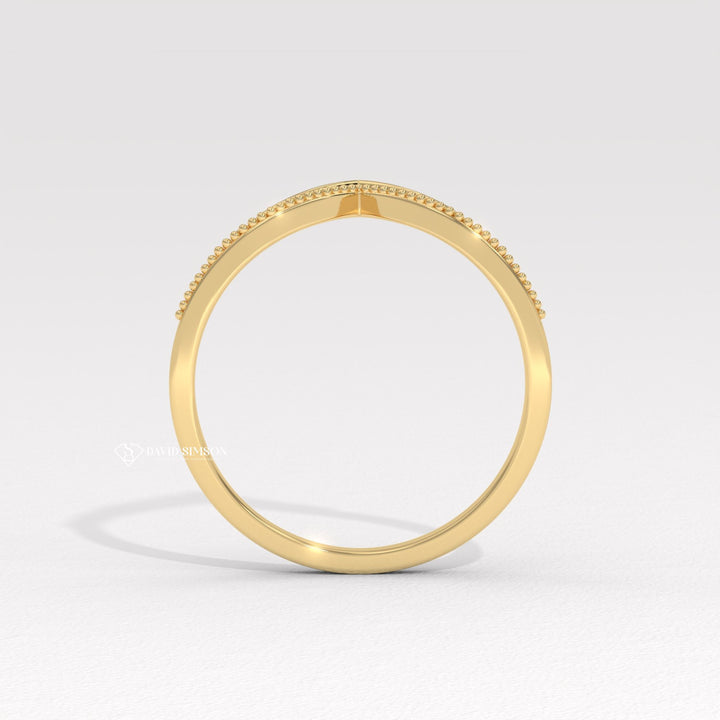 Vintage Wedding Band
Art Deco Wedding Ring
Contoured Wedding Ring
Curved Moissanite Band
Wishbone Ring