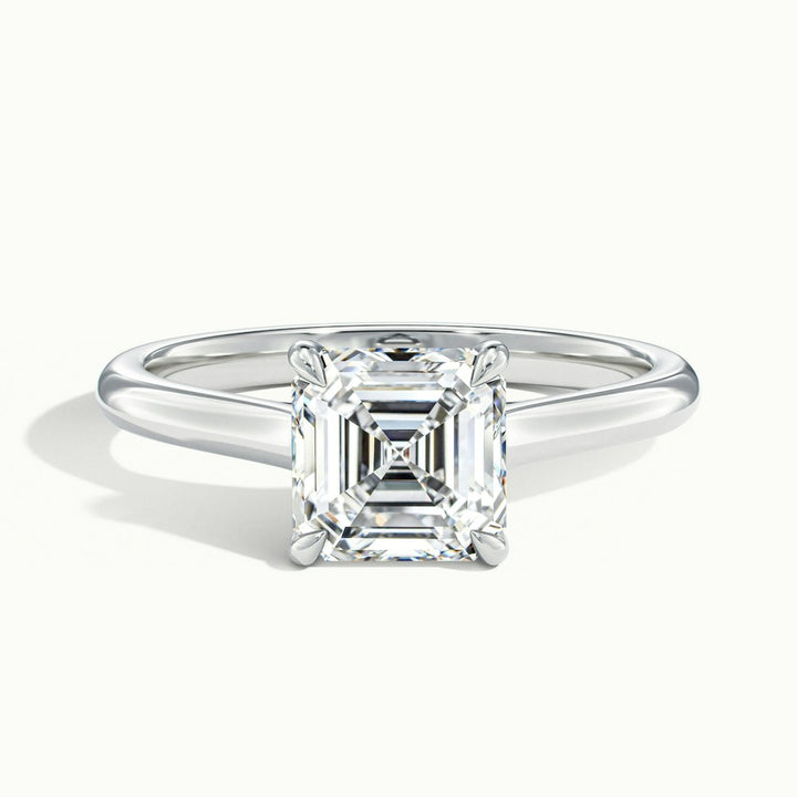 2.0CT Asscher Cut Diamond Solitaire Moissanite Engagement Ring