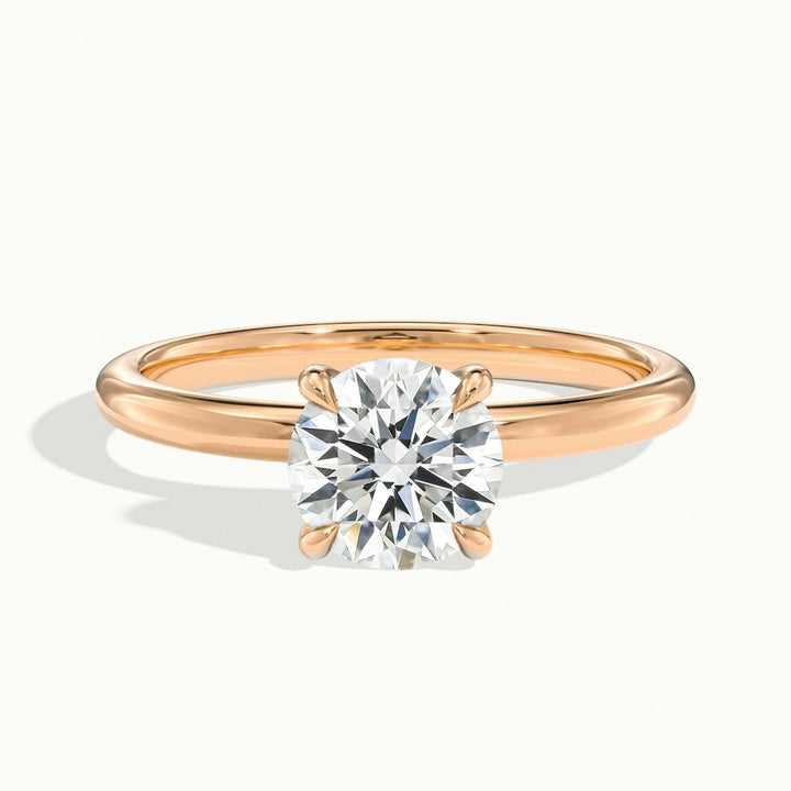 2.0CT Round Cut Solitaire Moissanite Diamond Engagement Ring