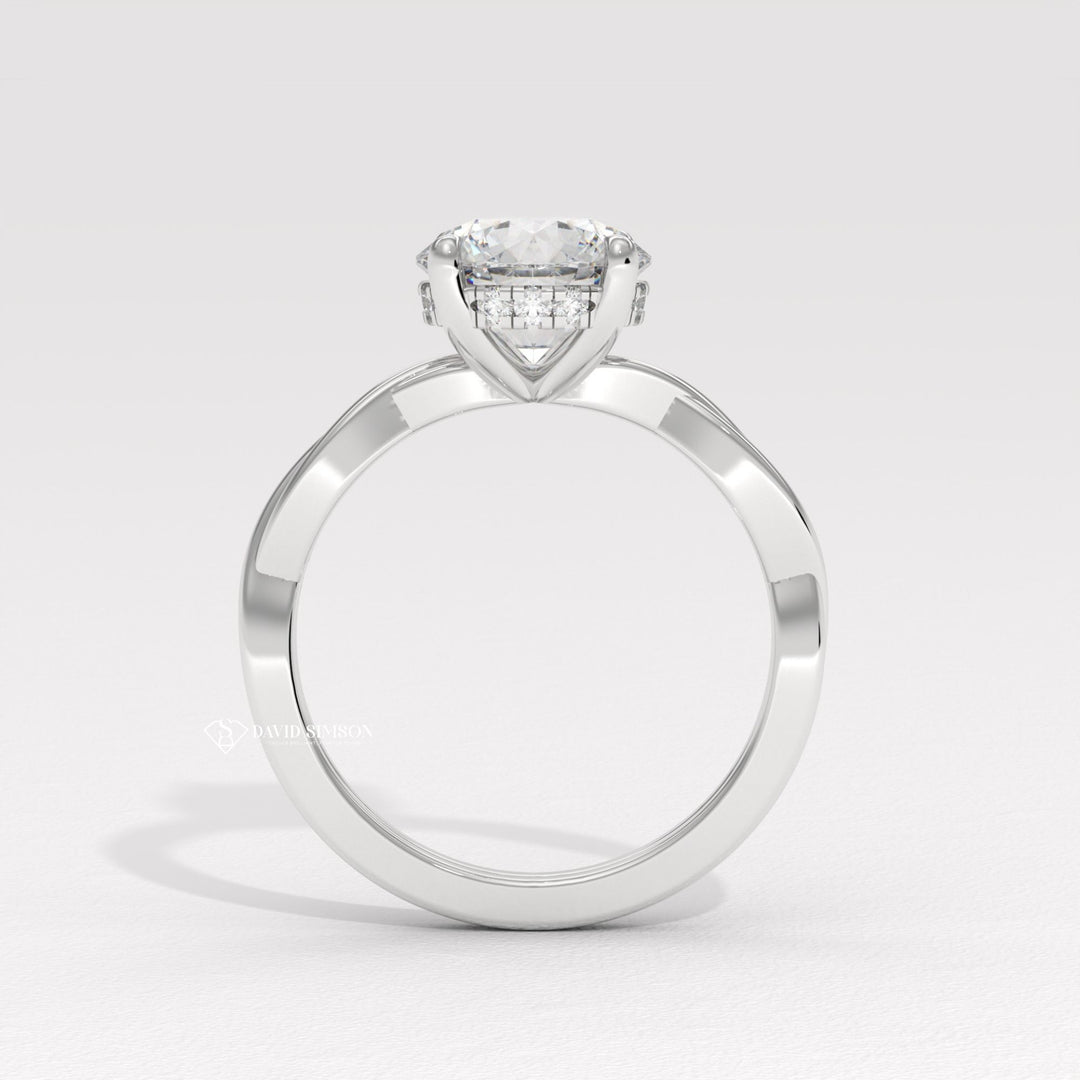 2.50CT-3.50CT Round Moissanite Diamond Twisted Engagement Ring
