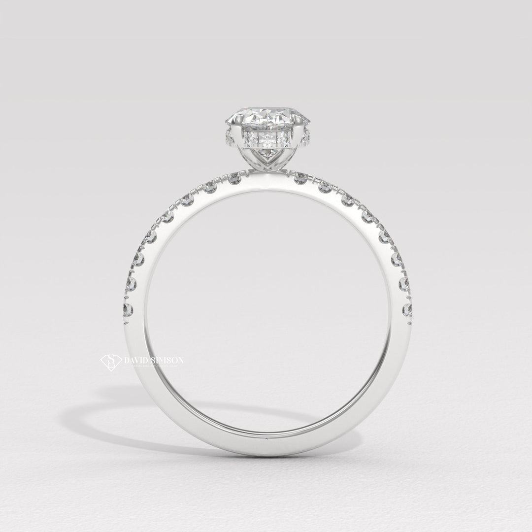 2.0CT-3.0CT Oval Moissanite Diamond Hidden Halo Engagement Ring