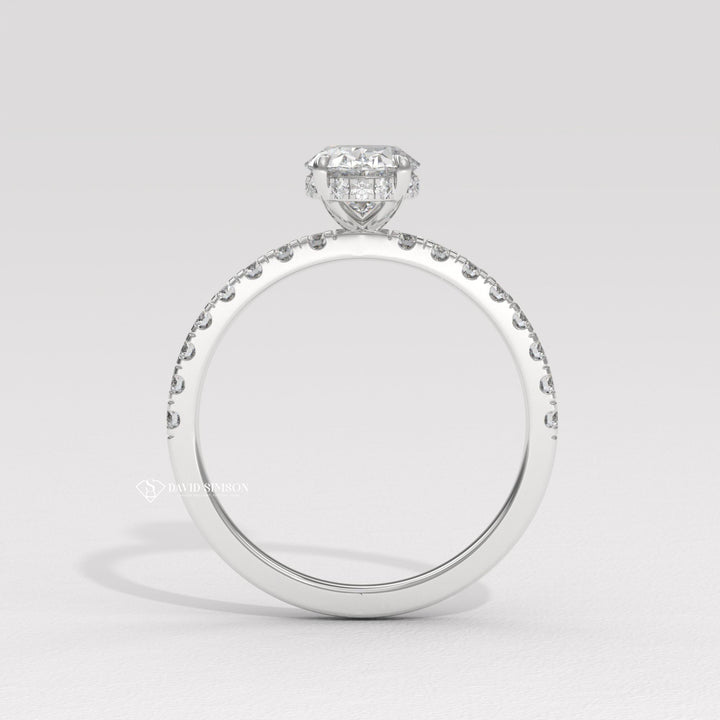 2.0CT-3.0CT Oval Moissanite Diamond Hidden Halo Engagement Ring