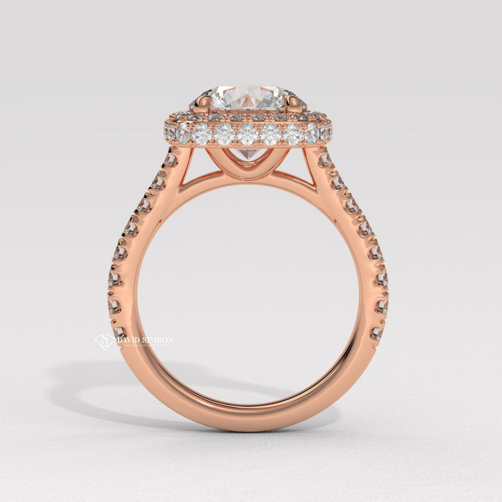 1.0CT-2.0CT Round Cut Moissanite Diamond Double Halo Engagement Ring