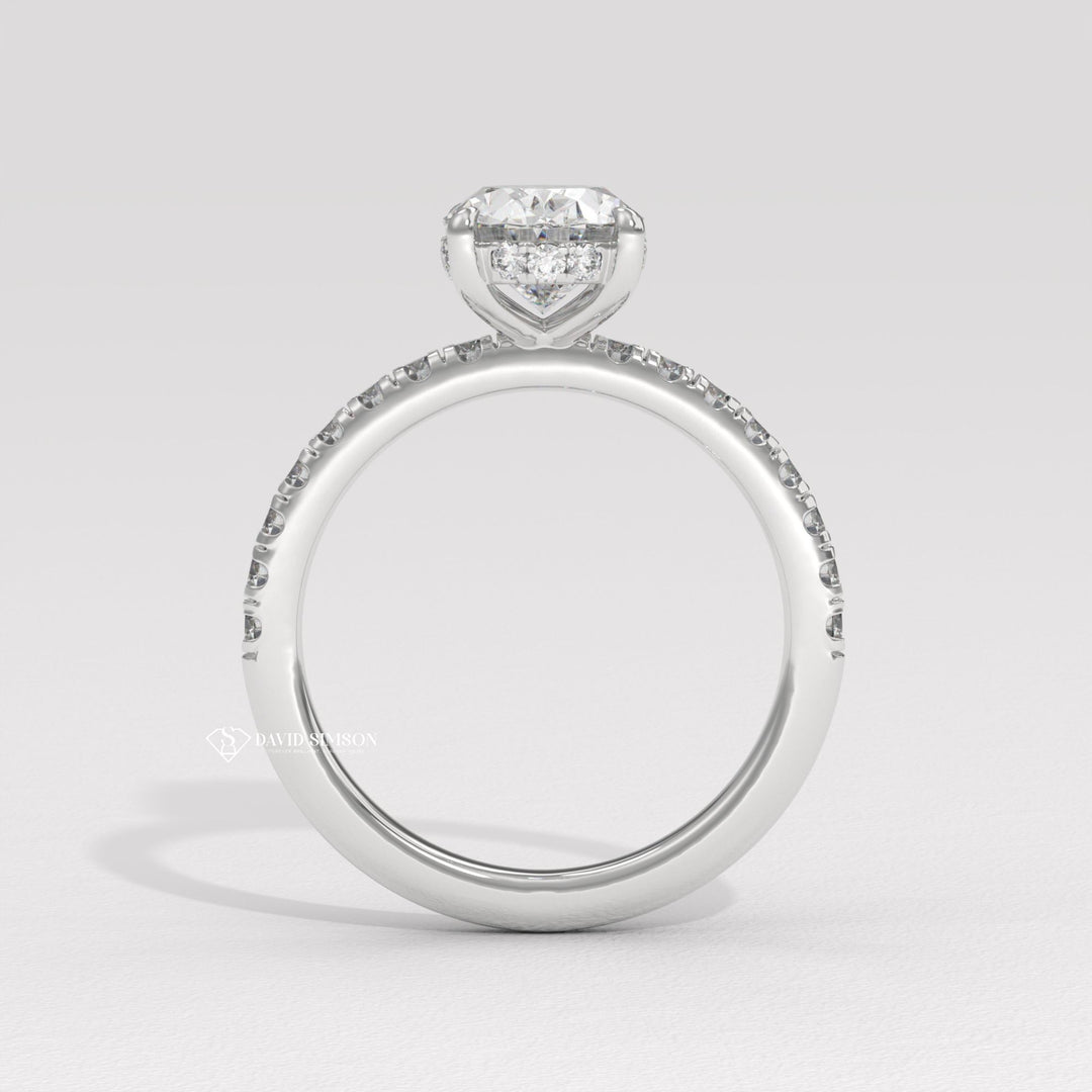 3.0CT-4.0CT Oval Moissanite Hidden Halo Diamond Engagement Ring