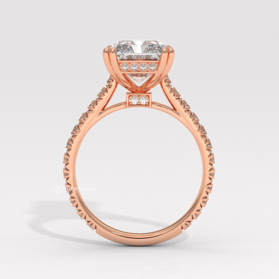 4.0CT-5.0CT Radiant Moissanite Diamond Cathedral set Pave Engagement Ring