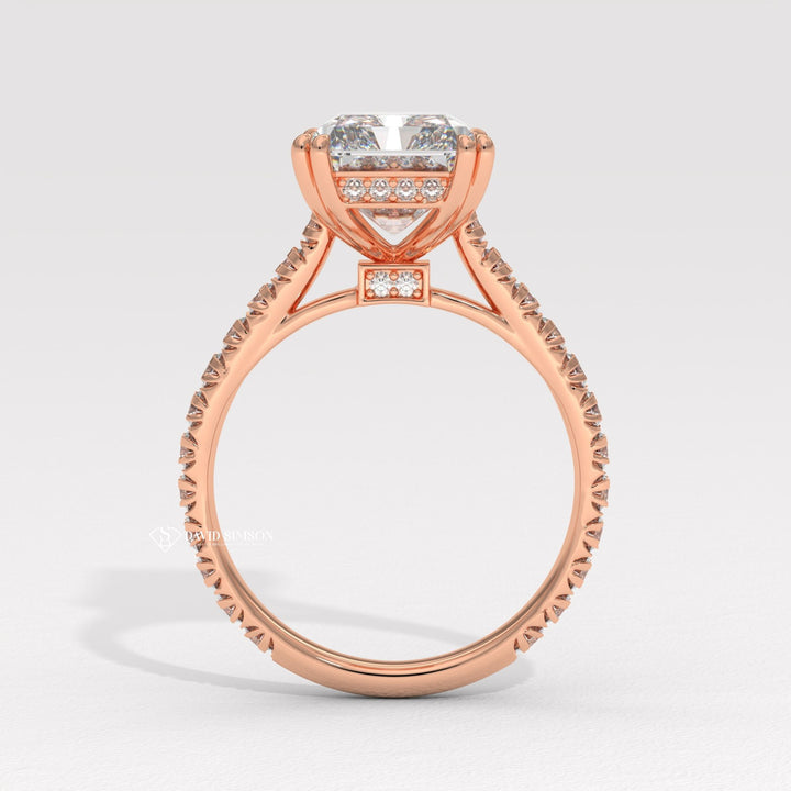 4.0CT-5.0CT Radiant Moissanite Diamond Cathedral set Pave Engagement Ring