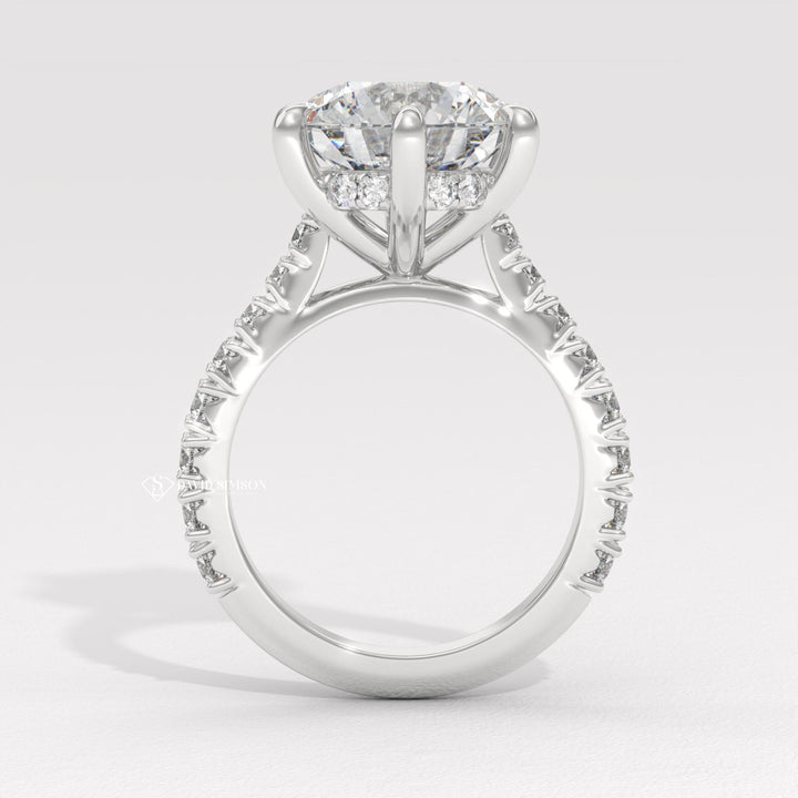2.0CT-4.0CT Round Moissanite Cathedral Pave Diamond Engagement Ring