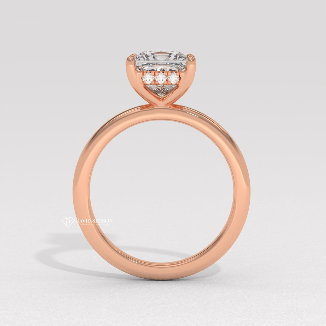 2.0CT-3.0CT Princess Moissanite Solitaire Hidden Halo Diomond Engagement Ring