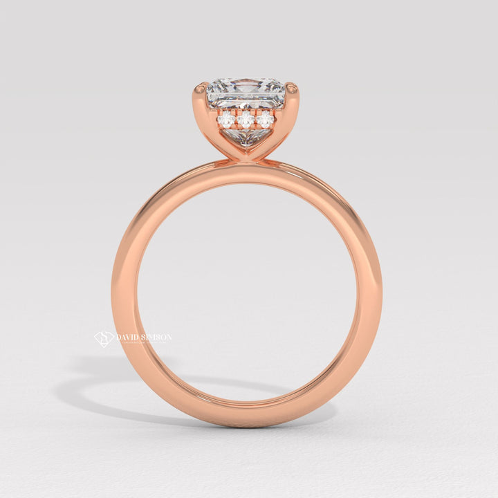 2.0CT-3.0CT Princess Moissanite Solitaire Hidden Halo Diomond Engagement Ring