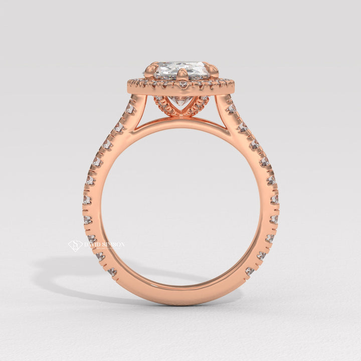 1.0CT-2.0CT Pear Moissanite Halo Diamond Engagement Ring