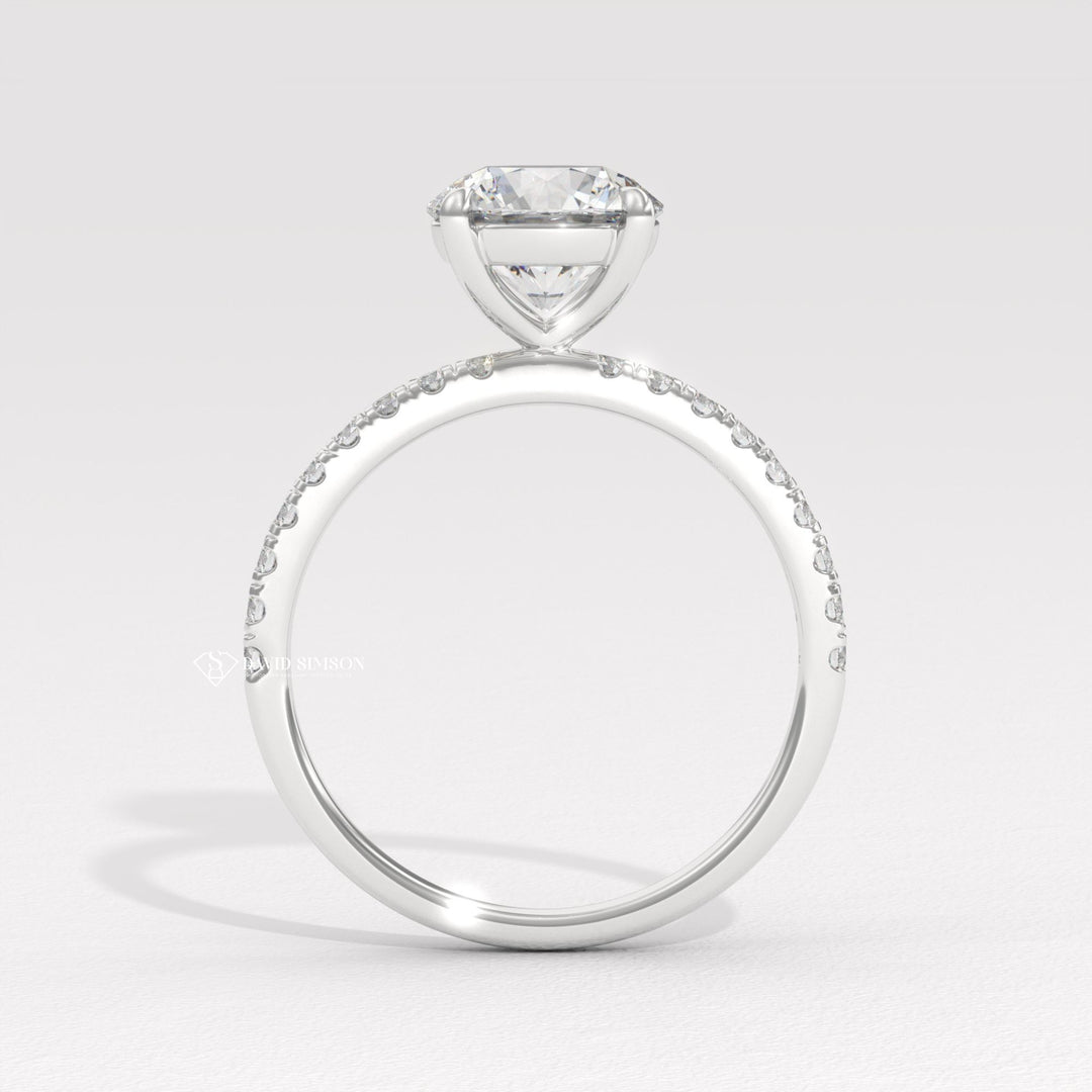 1.50CT-2.50CT Round Moissanite Pave Diamond Engagement Ring