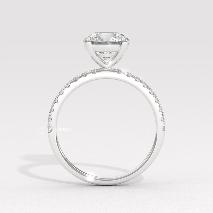 1.50CT-2.50CT Round Moissanite Pave Diamond Engagement Ring