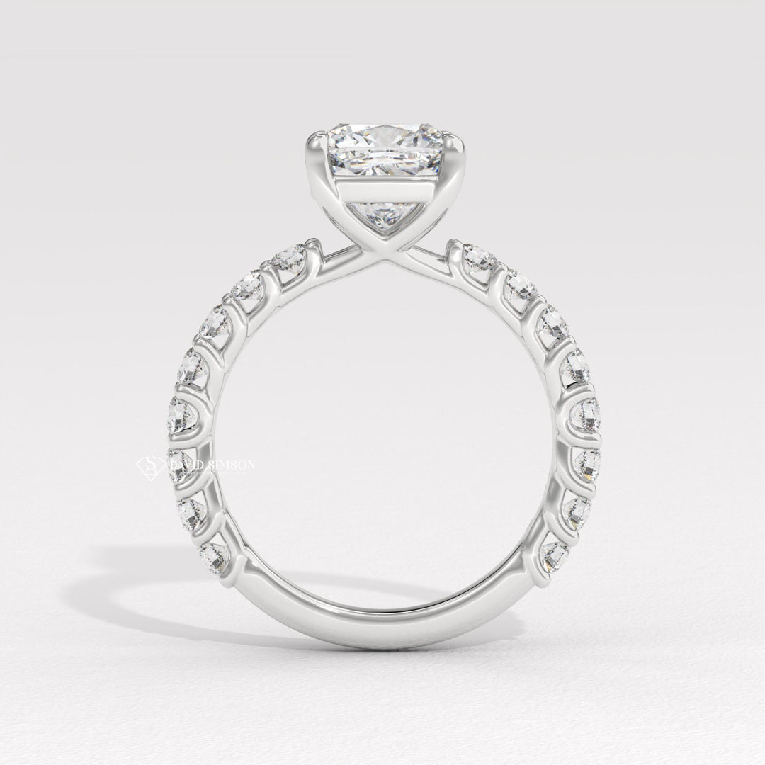 1.50CT-2.50CT Cushion Moissanite Diamond Pave Engagement Ring