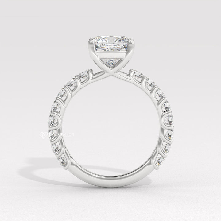 1.50CT-2.50CT Cushion Moissanite Diamond Pave Engagement Ring