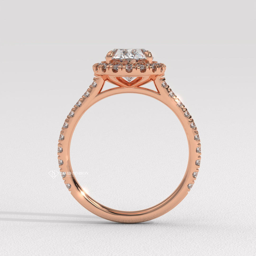 2.0CT-3.0CT Oval Cut Moissanite Halo Diamond Pave Engagement Ring