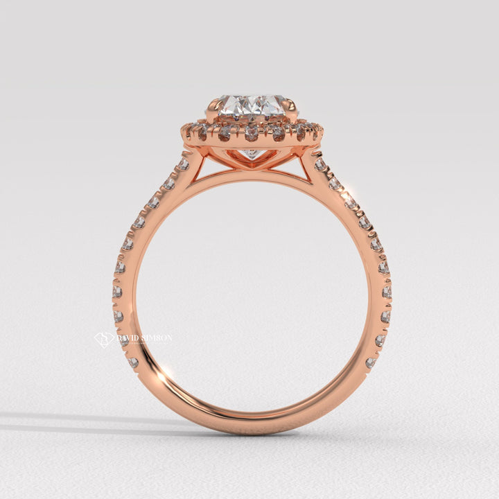 2.0CT-3.0CT Oval Cut Moissanite Halo Diamond Pave Engagement Ring