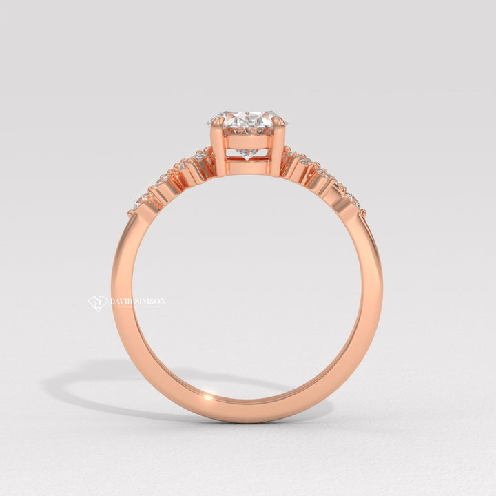1.50CT-2.50CT Oval Moissanite Diamond Cluster Engagement Ring