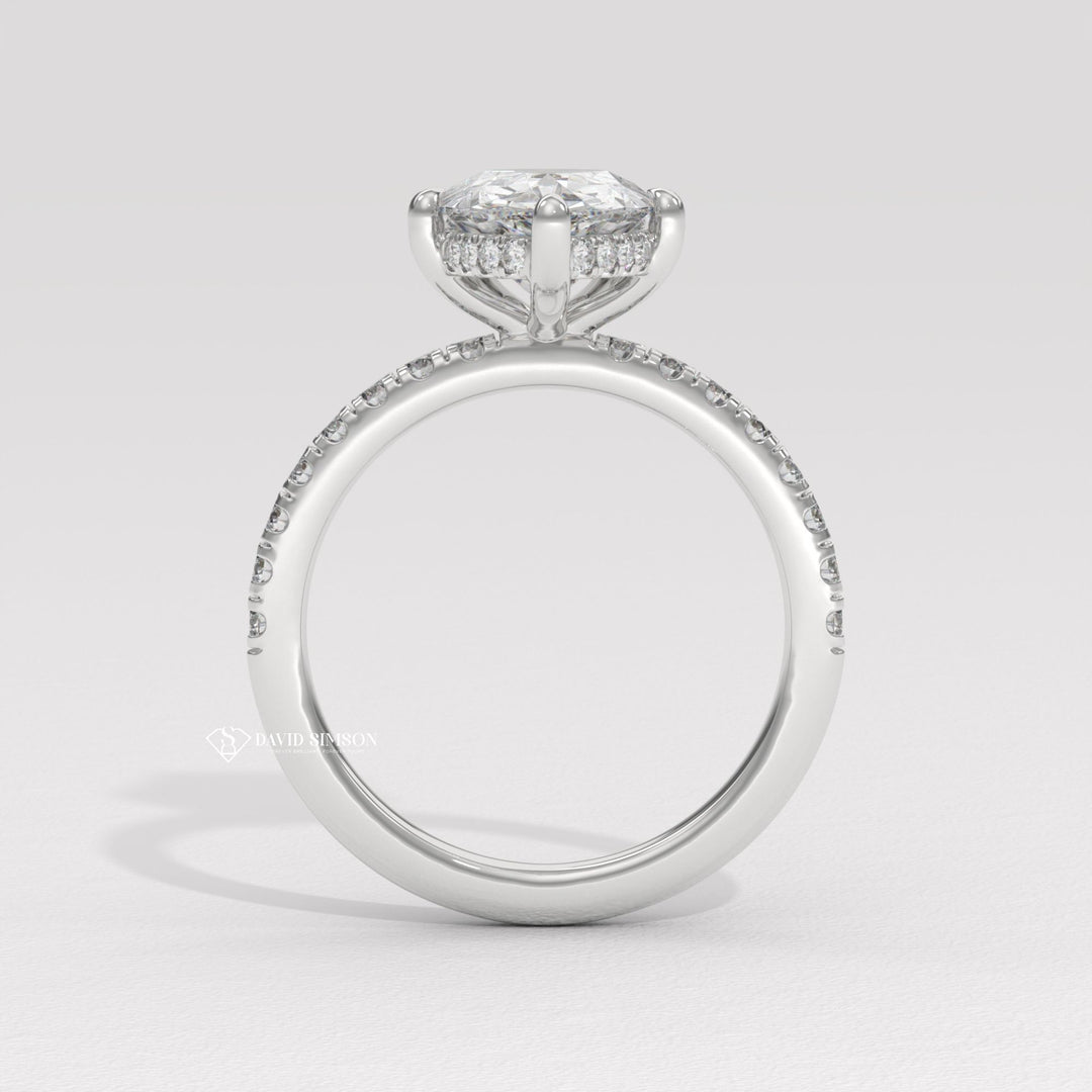 1.50CT-2.50CT Pear Moissanite Diamond Hidden Halo Engagement Ring