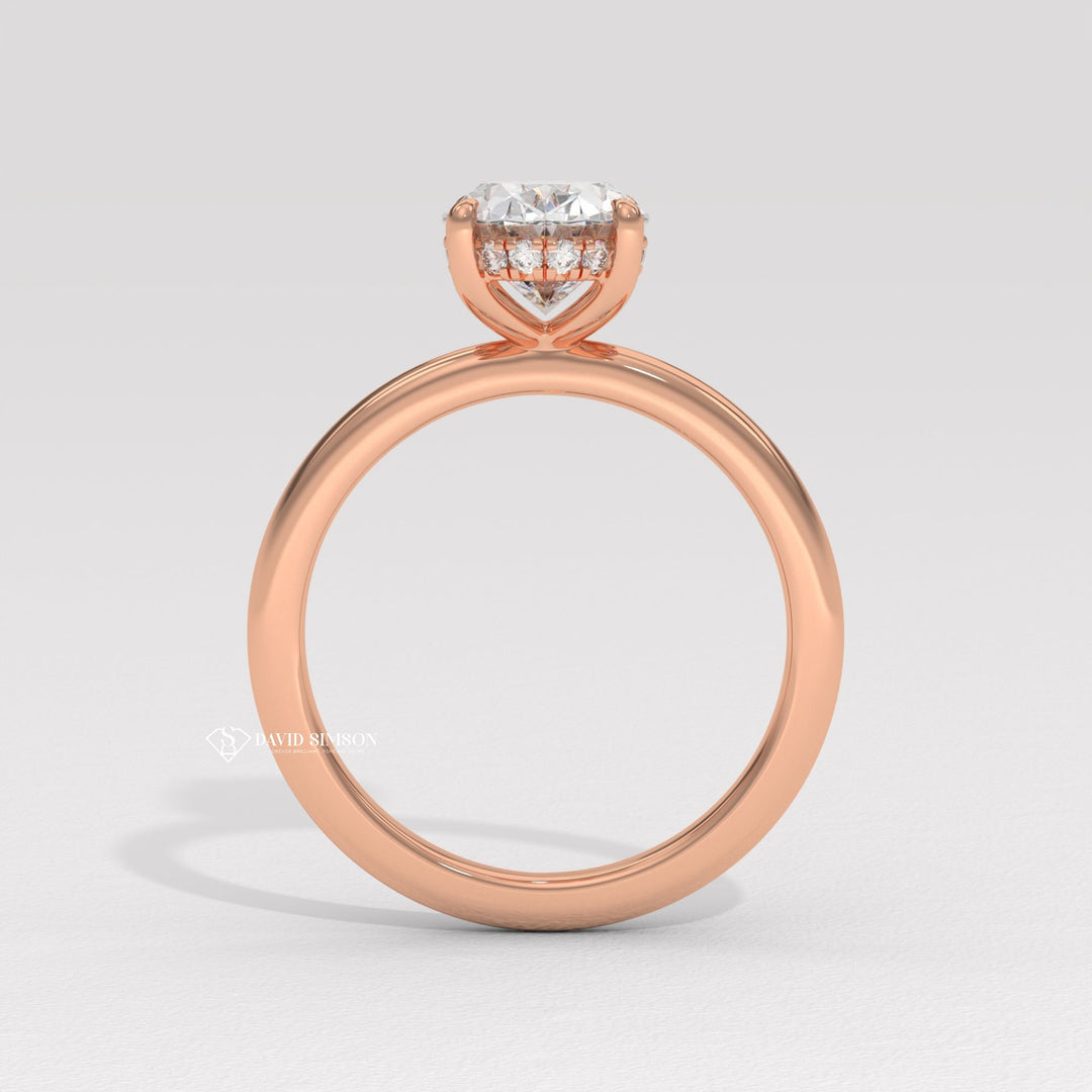 2.0CT-3.0CT Oval Moissanite Diomond Hidden Halo Solitaire Engagement Ring