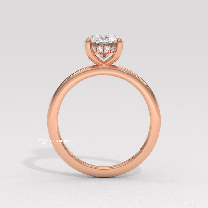 2.0CT-3.0CT Oval Moissanite Diomond Hidden Halo Solitaire Engagement Ring