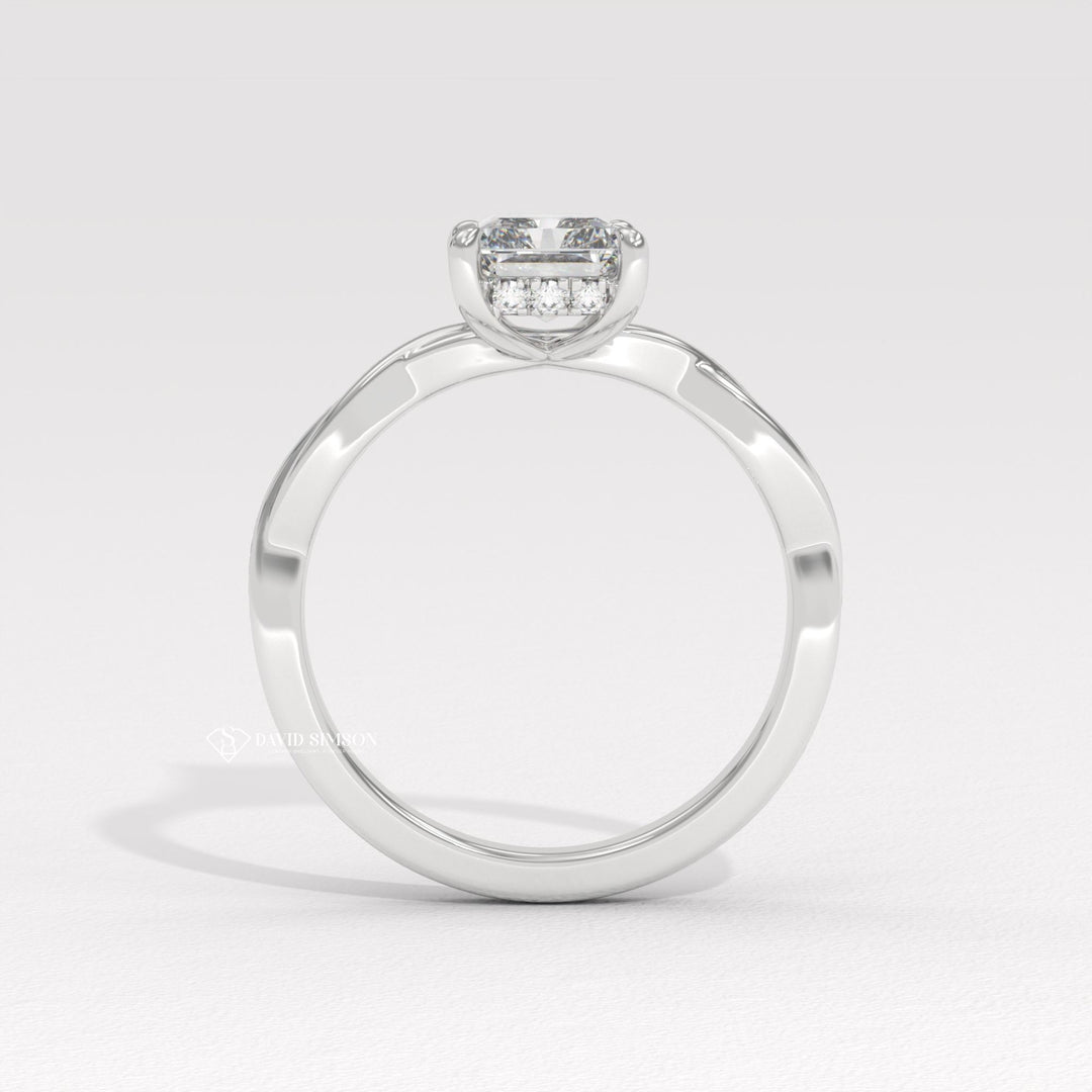 2.0CT-3.0CT Radiant Moissanite Infinity Diamond Hidden Halo Engagement Ring