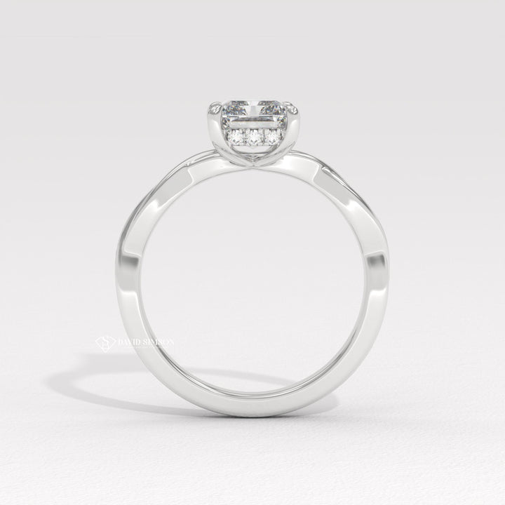 2.0CT-3.0CT Radiant Moissanite Infinity Diamond Hidden Halo Engagement Ring