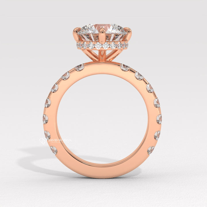 2.0CT-3.0CT Round Diamond Hidden Halo & Pave Engagement Ring