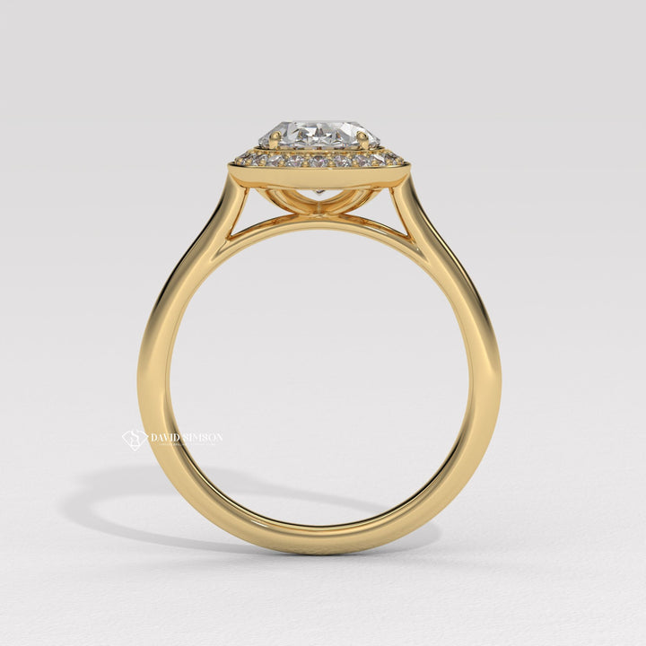 1.50CT-2.50CT Oval Cut Moissanite Channel Set Halo Diamond Engagement Ring