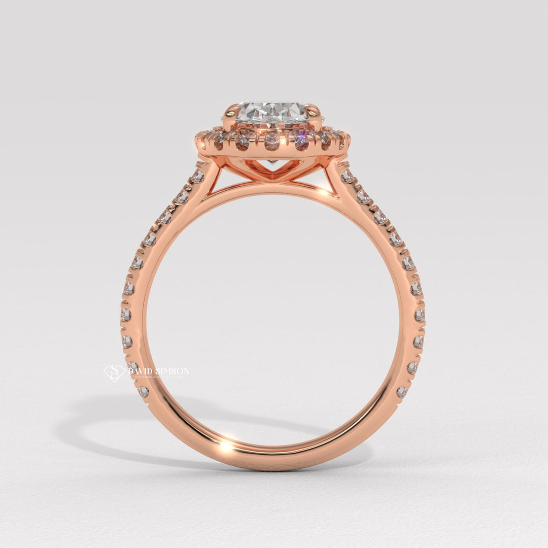 1.50CT-2.50CT Oval Cut Moissanite Halo Diamond Pave Engagement Ring