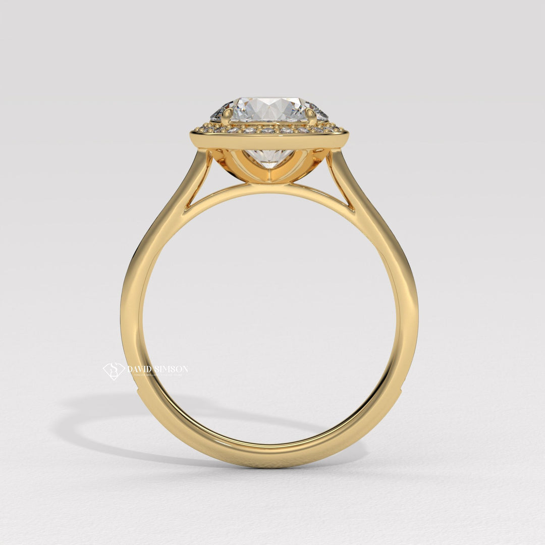 1.0CT-2.0CT Round Cut Moissanite Diamond Channel Halo Engagement Ring