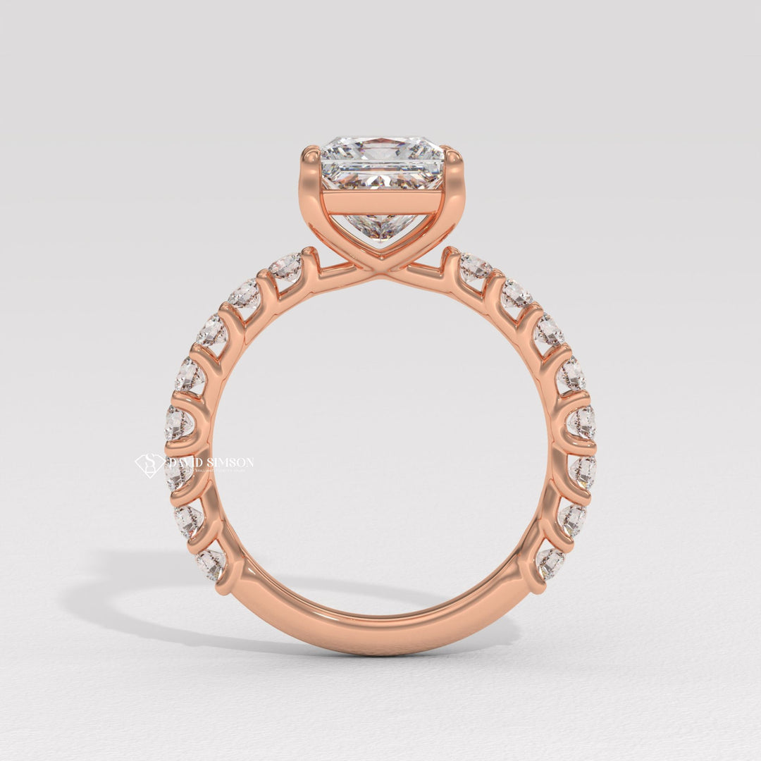 2.50CT-3.50CT Princess Moissanite Diamond Pave Engagement Ring