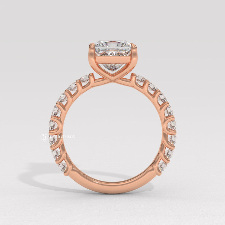 2.50CT-3.50CT Princess Moissanite Diamond Pave Engagement Ring