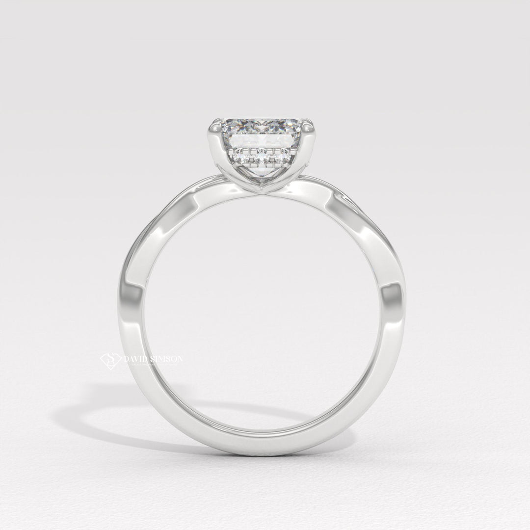 1.50CT-2.50CT Emerald Moissanite Diamond Infinity Solitaire Engagement Ring