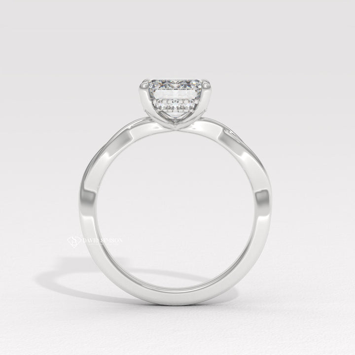 1.50CT-2.50CT Emerald Moissanite Diamond Infinity Solitaire Engagement Ring
