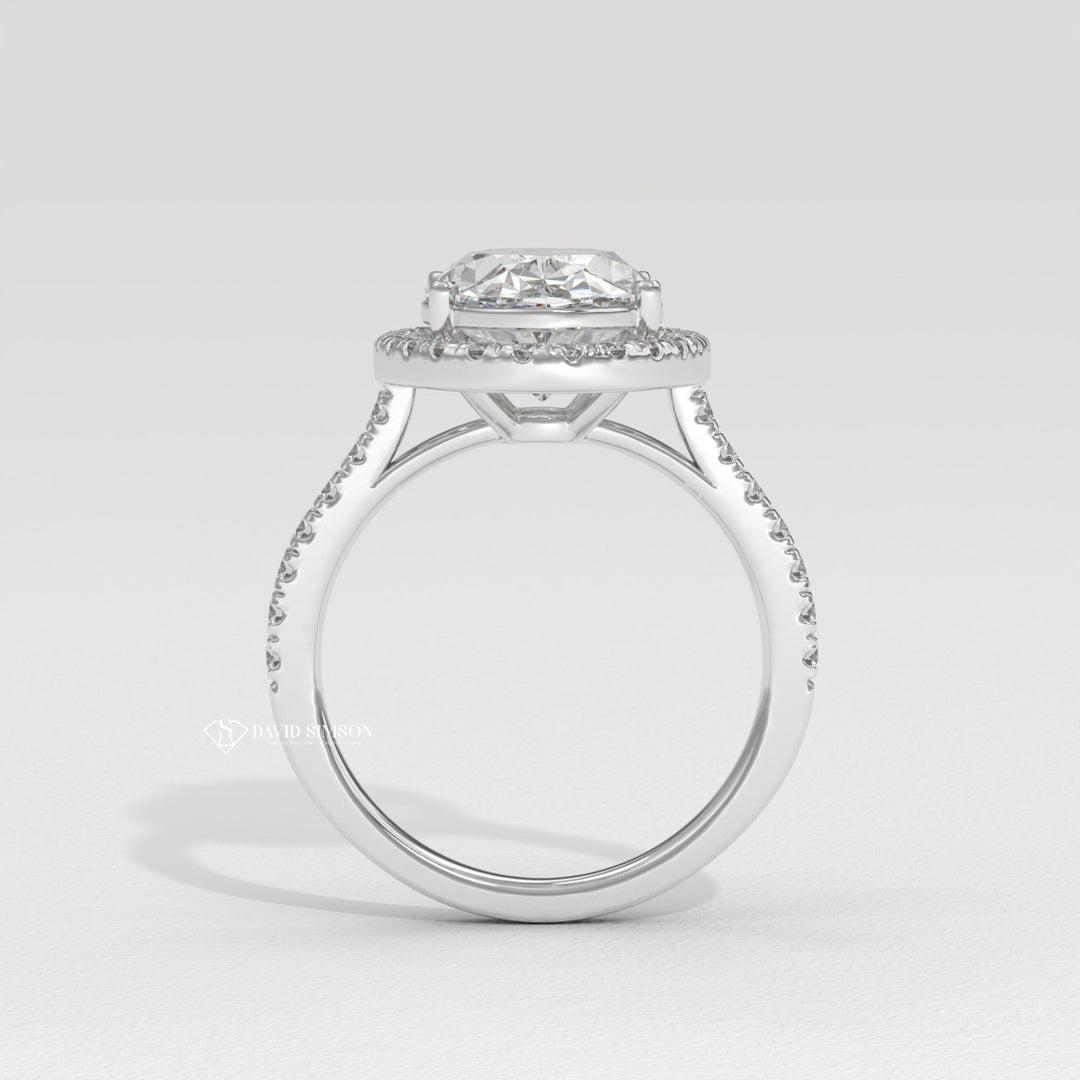 2.0CT-3.0CT Oval Halo Moissanite Diamond Engagement Ring