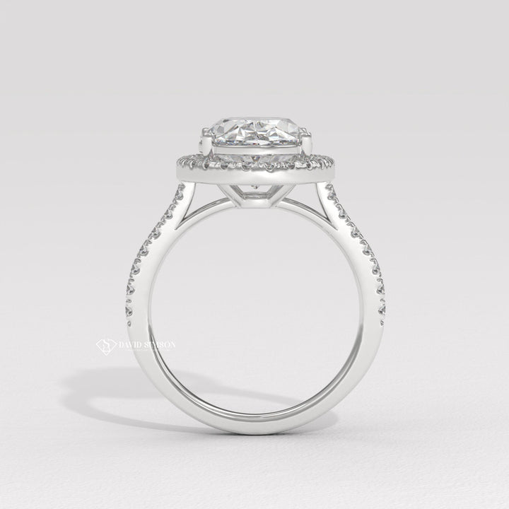 2.0CT-3.0CT Oval Halo Moissanite Diamond Engagement Ring