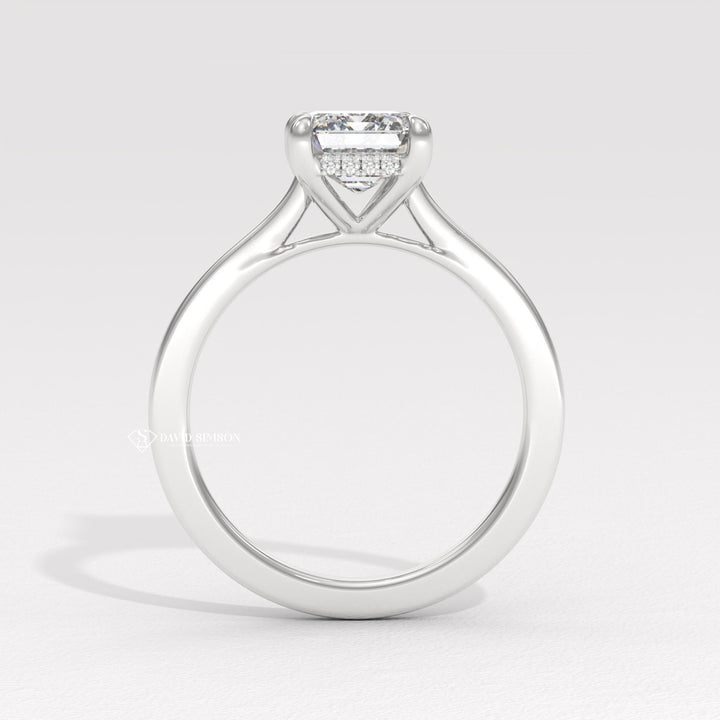 2.0CT-3.0CT Emerald Moissanite Diamond Hidden Halo Engagement Ring