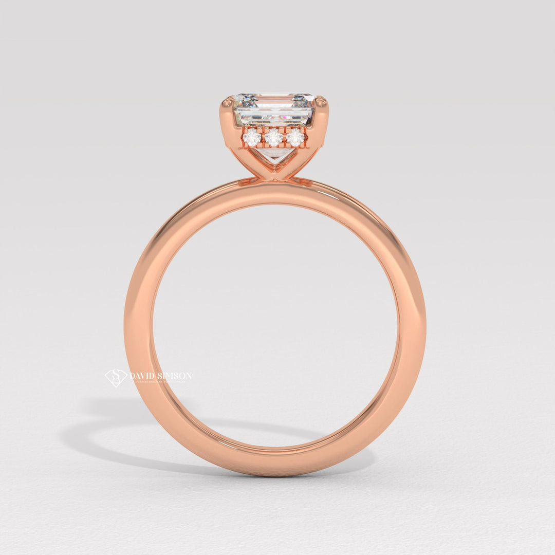 2.0CT-3.0CT Asscher Moissanite Diamond Hidden Halo Engagement Ring