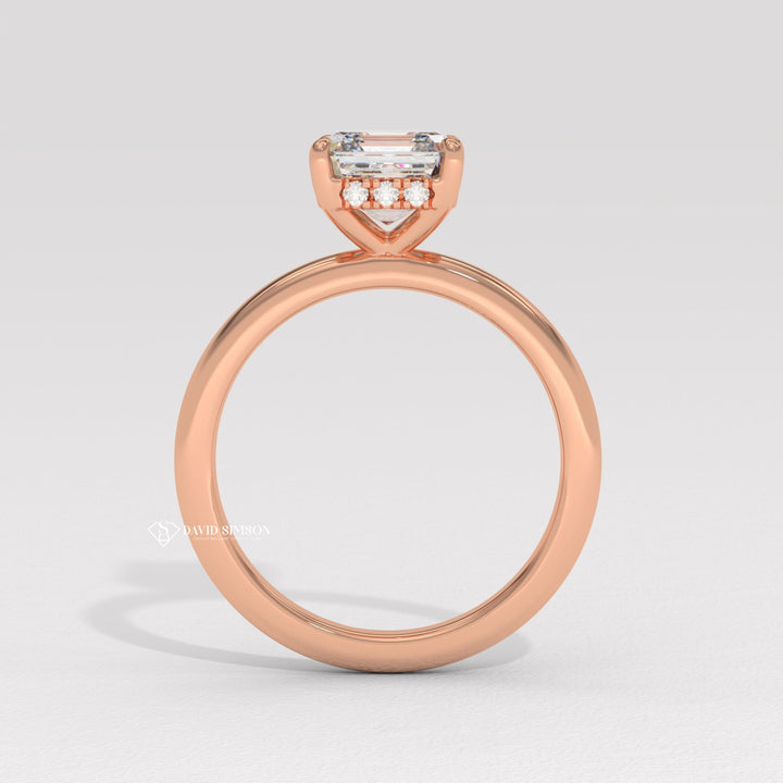 2.0CT-3.0CT Asscher Moissanite Diamond Hidden Halo Engagement Ring