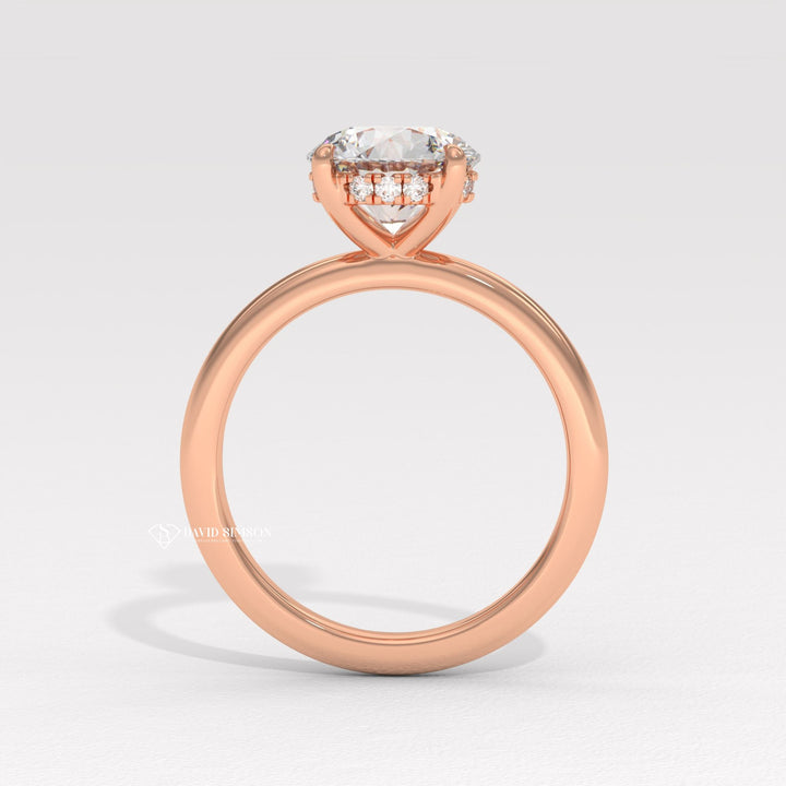 2.50CT-3.50CT Round Moissanite Solitaire Diomond Hidden Halo Engagement Ring