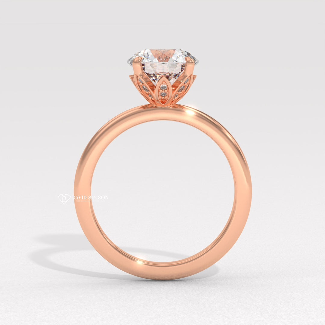 1.0CT-3.0CT Round Moissanite Diamond Tulip Set Engagement Ring