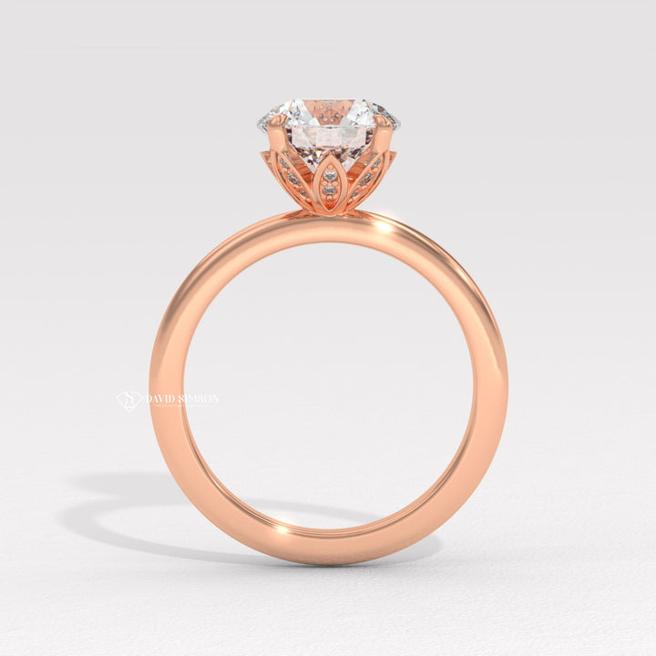 1.0CT-3.0CT Round Moissanite Diamond Tulip Set Engagement Ring