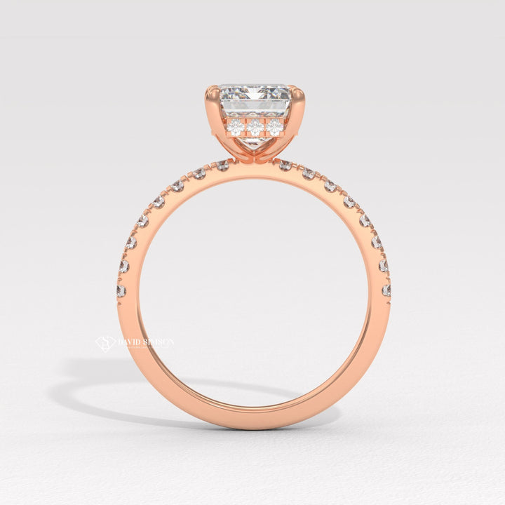 3.0CT-4.0CT Emerald Moissanite Diamond Hidden Halo Engagement Ring