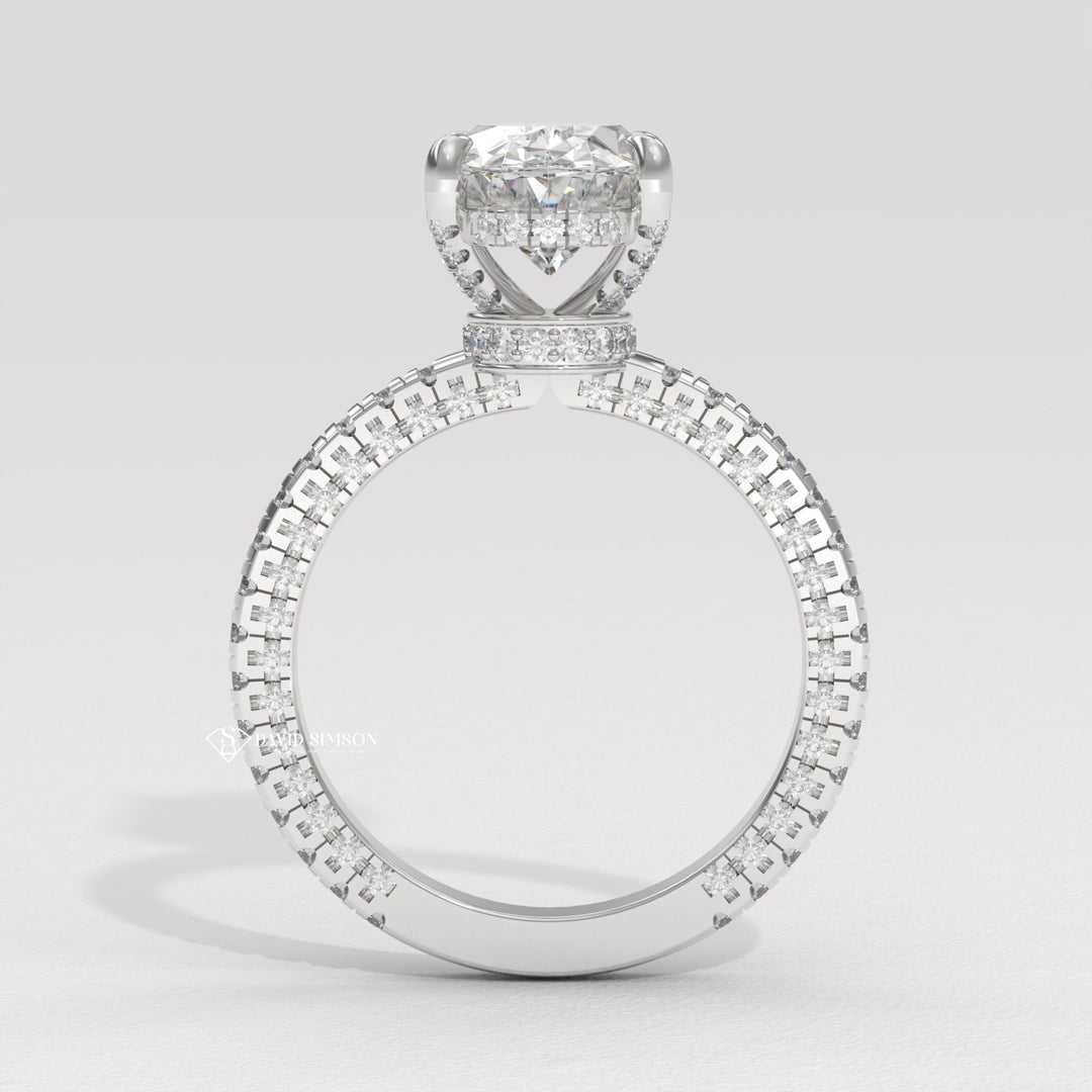 3.0CT-4.0CT Oval Moissanite Diamond Micro Pave Engagement Ring