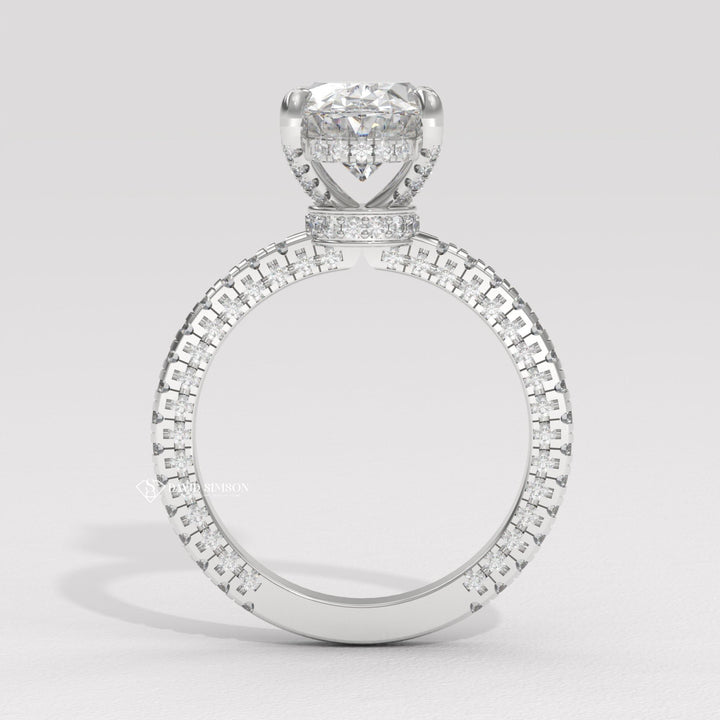 3.0CT-4.0CT Oval Moissanite Diamond Micro Pave Engagement Ring