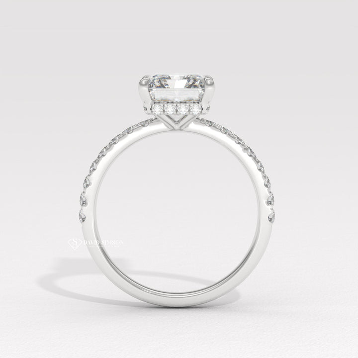 2.50CT-3.50CT Radiant Diamond Hidden Halo & pave Engagement Ring