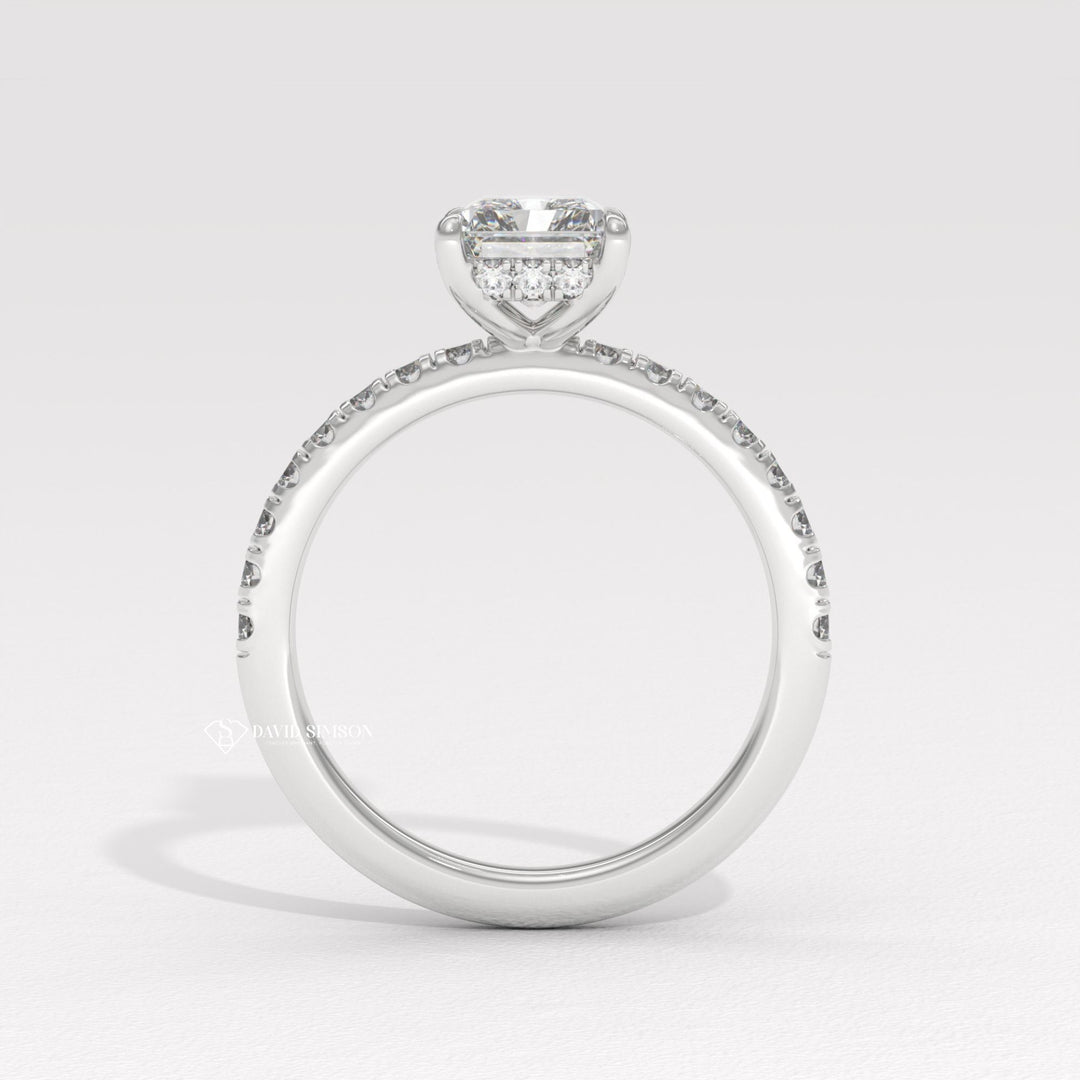 1.50CT-2.50CT Radiant Moissanite Diamond Hidden Halo Pave Engagement Ring