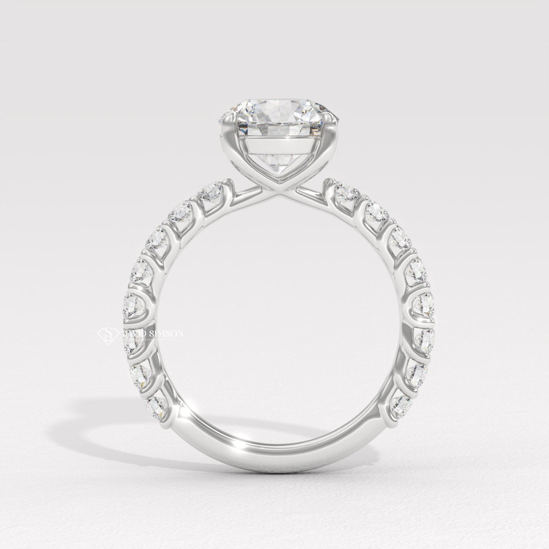 1.50CT-2.50CT Round Moissanite Diamond Pave Engagement Ring