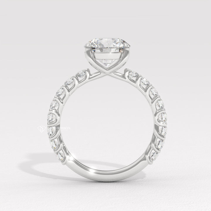 1.50CT-2.50CT Round Moissanite Diamond Pave Engagement Ring
