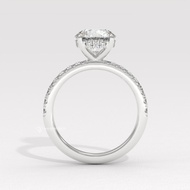 1.0CT-3.0CT Round Moissanite Diamond Hidden Halo Engagement Ring